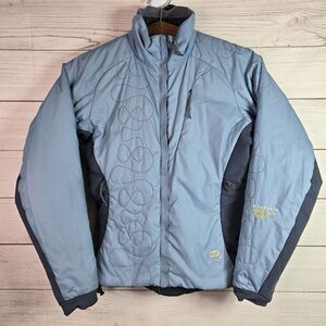 Mountain Hardwear Jacket Womens 4 Blue Gray Zip Puffer Outdoor Reversible Y2K